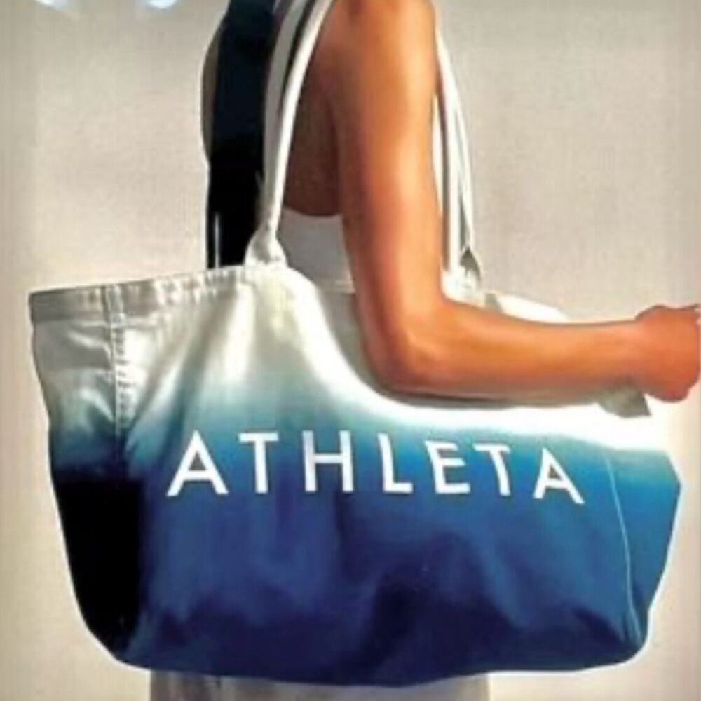 Athleta Blue and White Gradient Tote Bag